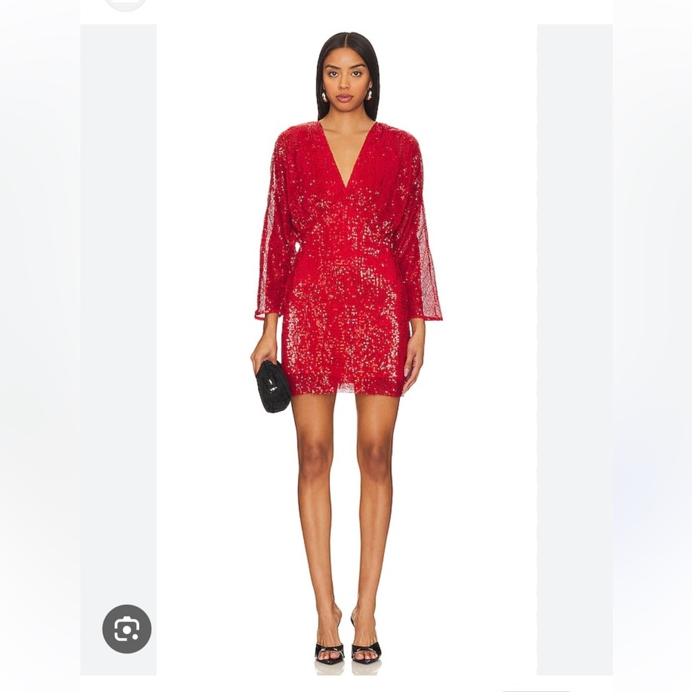 Women’s ASTR the Label Devika Red Sequin V-Neck Cocktail Dress S